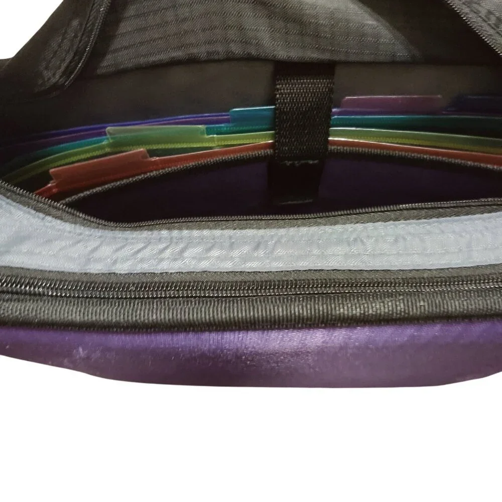 Case it Purple Gray 3 Ring Zipper Binder with Expanding File Organizer Pockets
